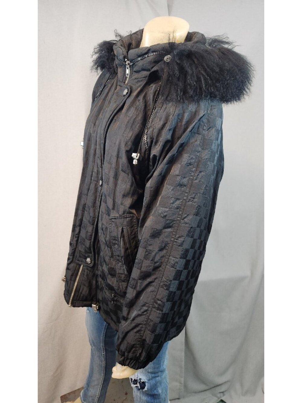 Vintage Braetan Outerwear Black Long Slv Front Zip Puffer Coat Jacket LARGE - Picture 4 of 9